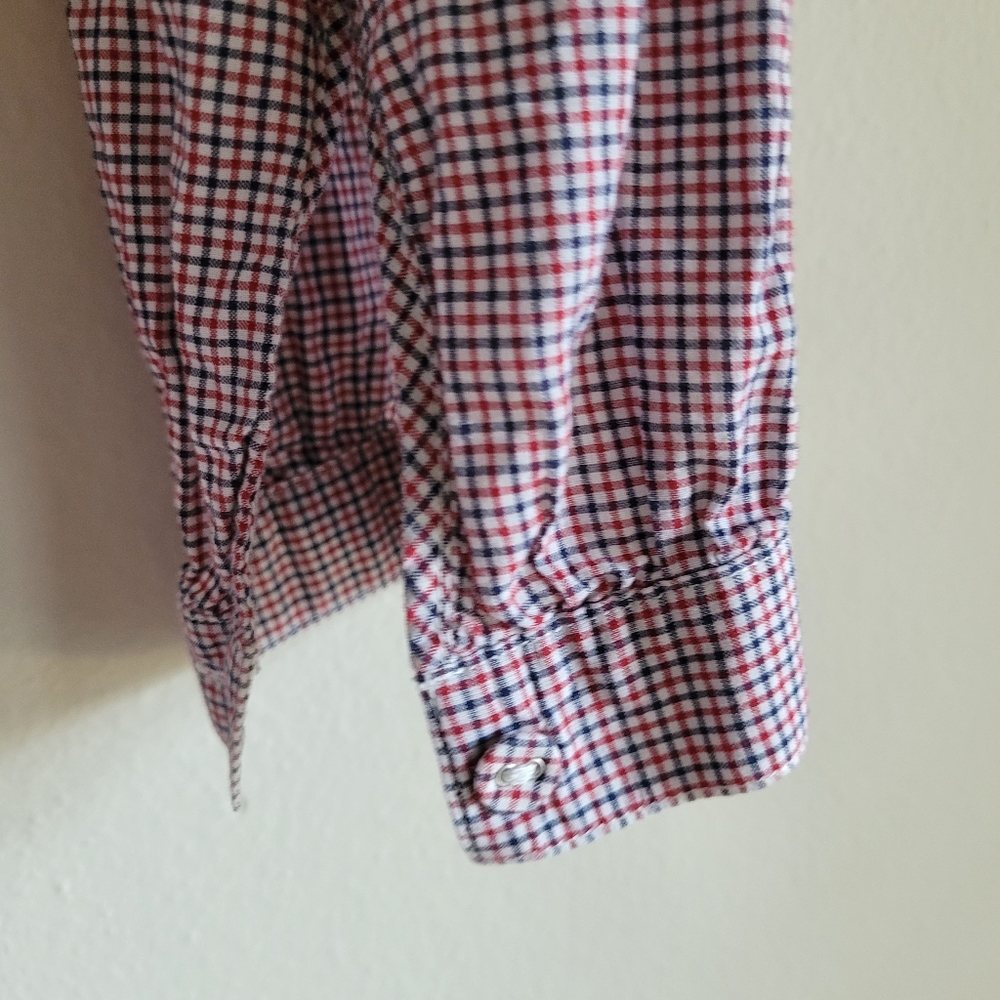 Uniqlo Ines de La Fressange Paris Button Up Shirt Checkered Red Blue White Small - Picture 5 of 5
